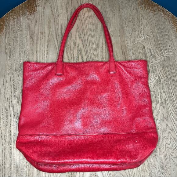 Tory Burch Michelle Tote Large Cherry Red Shoulder Bag Purse - Picture 2 of 15